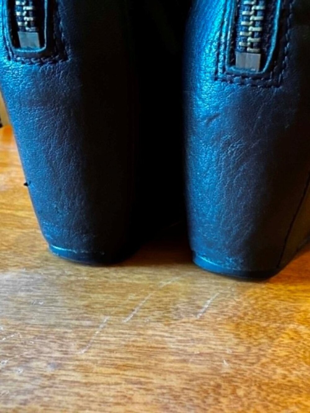 Frye Black Leather Wedge Ankle Boots • Size 6.5 - Picture 7 of 11